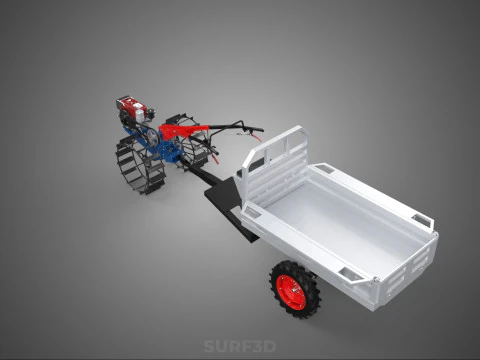 CAGE WHEEL TRACTOR VEHICLE TRAILER CART CARGO CAR TRANSPORT FARM 3D Model