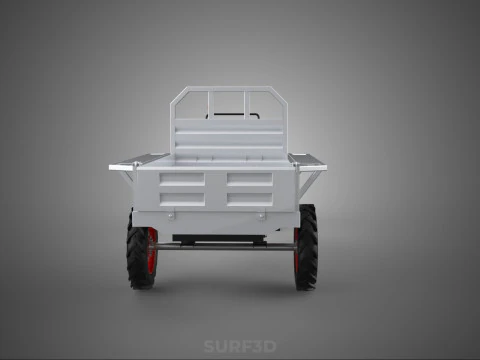 CAGE WHEEL TRACTOR VEHICLE TRAILER CART CARGO CAR TRANSPORT FARM 3D Model