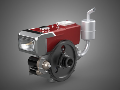 SINGLE CYLINDER DIESEL ENGINE MACHINE HEADLIGHT HEAD LAMP LIGHT 3D Model