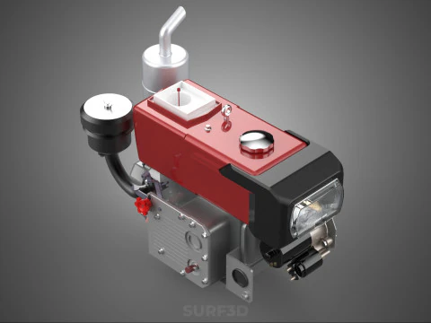 DIESEL ENGINE MACHINE HEADLIGHT HEADLAMP HEAD LAMP LIGHT BEAM 4S 3D Model