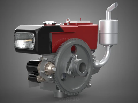 DIESEL ENGINE MACHINE HEADLIGHT HEADLAMP HEAD LAMP LIGHT BEAM 4S 3D Model