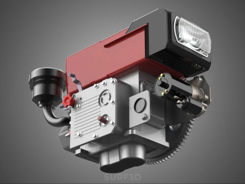 DIESEL ENGINE MACHINE HEADLIGHT HEADLAMP HEAD LAMP LIGHT BEAM 4S 3D Model