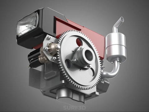 DIESEL ENGINE MACHINE HEADLIGHT HEADLAMP HEAD LAMP LIGHT BEAM 4S 3D Model