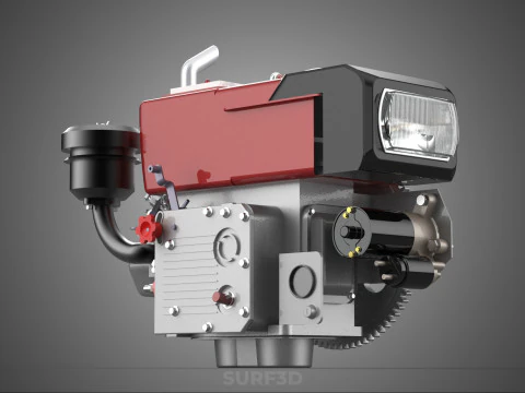 DIESEL ENGINE MACHINE HEADLIGHT HEADLAMP HEAD LAMP LIGHT BEAM 4S 3D Model