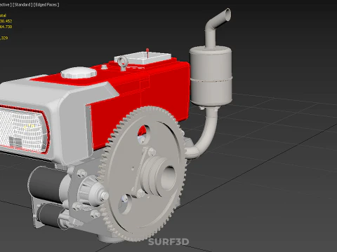 DIESEL ENGINE MACHINE HEADLIGHT HEADLAMP HEAD LAMP LIGHT BEAM 4S 3D Model