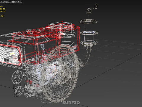 DIESEL ENGINE MACHINE HEADLIGHT HEADLAMP HEAD LAMP LIGHT BEAM 4S 3D Model