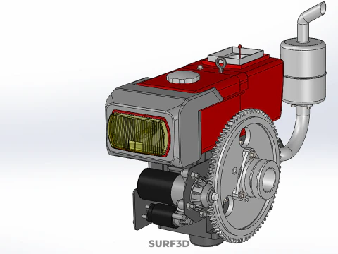 DIESEL ENGINE MACHINE HEADLIGHT HEADLAMP HEAD LAMP LIGHT BEAM 4S 3D Model