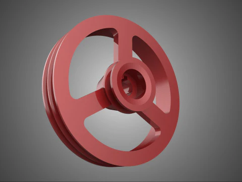 2-stufige, abgestufte Riemenscheibe, doppelter Riemen mit zwei doppelten Nuten 3D Modell