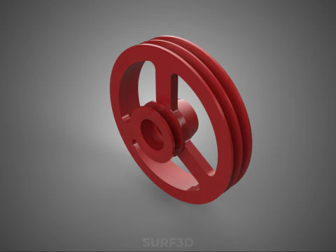 2 STEP STEPPED PULLEY DUAL TWO DOUBLE GROOVE TRACK SHEAVE BELT 3D Model