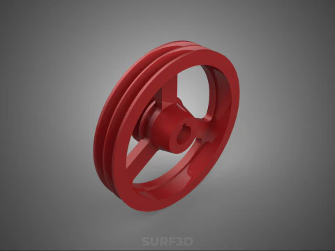 2 STEP STEPPED PULLEY DUAL TWO DOUBLE GROOVE TRACK SHEAVE BELT 3D Model