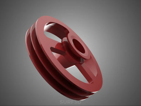 2 STEP STEPPED PULLEY DUAL TWO DOUBLE GROOVE TRACK SHEAVE BELT 3D Model