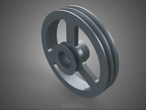 2 STEP STEPPED PULLEY GROOVE SHEAVE V BELT KEY WAY SEAT KEYWAY 3D Model