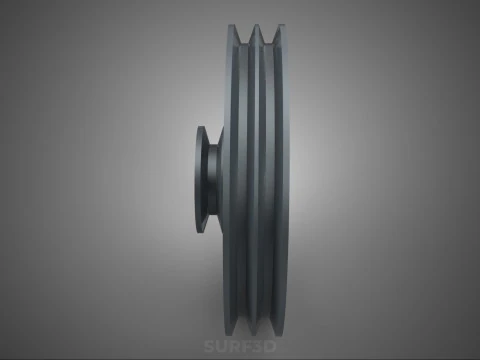 2 STEP STEPPED PULLEY GROOVE SHEAVE V BELT KEY WAY SEAT KEYWAY 3D Model