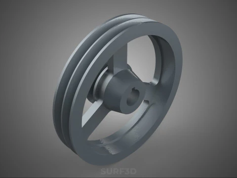 2 STEP STEPPED PULLEY GROOVE SHEAVE V BELT KEY WAY SEAT KEYWAY 3D Model