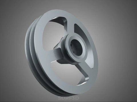2 STEP STEPPED PULLEY GROOVE SHEAVE V BELT KEY WAY SEAT KEYWAY 3D Model