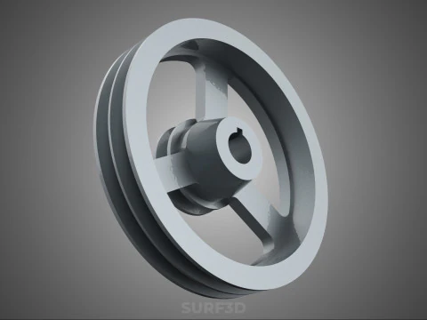 2 STEP STEPPED PULLEY GROOVE SHEAVE V BELT KEY WAY SEAT KEYWAY 3D Model