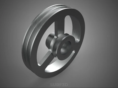 2 STEP STEPPED PULLEY CHANNEL GROOVE SHEAVE V BELT TRACTOR WHEEL 3D Model