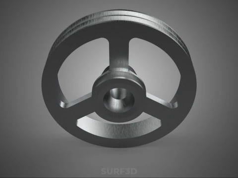 2 STEP STEPPED PULLEY CHANNEL GROOVE SHEAVE V BELT TRACTOR WHEEL 3D Model