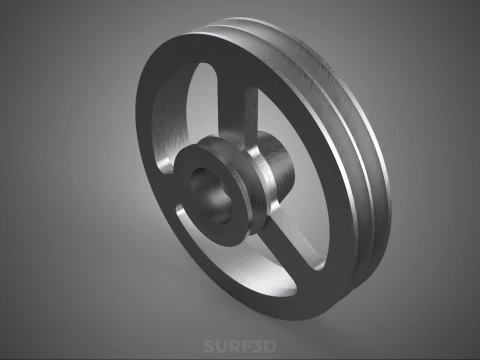2 STEP STEPPED PULLEY CHANNEL GROOVE SHEAVE V BELT TRACTOR WHEEL 3D Model