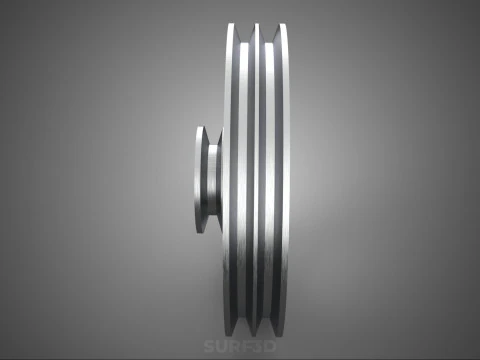 2 STEP STEPPED PULLEY CHANNEL GROOVE SHEAVE V BELT TRACTOR WHEEL 3D Model