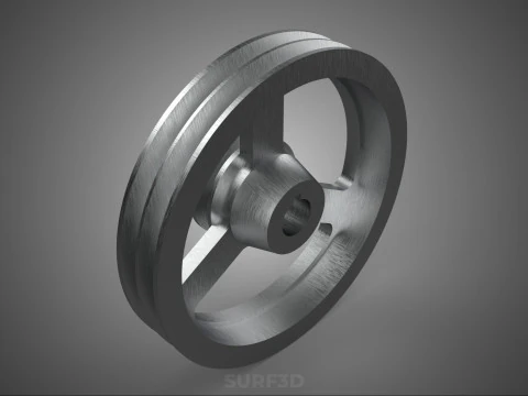 2 STEP STEPPED PULLEY CHANNEL GROOVE SHEAVE V BELT TRACTOR WHEEL 3D Model