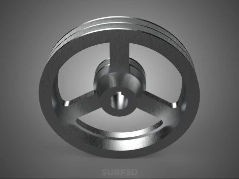2 STEP STEPPED PULLEY CHANNEL GROOVE SHEAVE V BELT TRACTOR WHEEL 3D Model