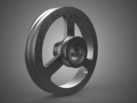 2 STEP STEPPED PULLEY CHANNEL GROOVE SHEAVE V BELT TRACTOR WHEEL 3D Model