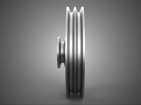 2 STEP STEPPED PULLEY CHANNEL GROOVE SHEAVE V BELT TRACTOR WHEEL 3D Model
