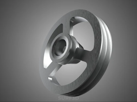 2 STEP STEPPED PULLEY CHANNEL GROOVE SHEAVE V BELT TRACTOR WHEEL 3D Model
