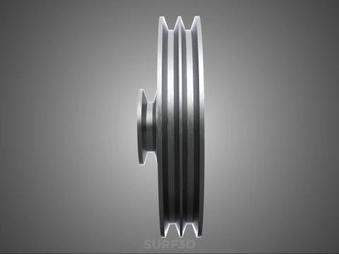 2 STEP STEPPED PULLEY CHANNEL GROOVE SHEAVE V BELT TRACTOR WHEEL 3D Model