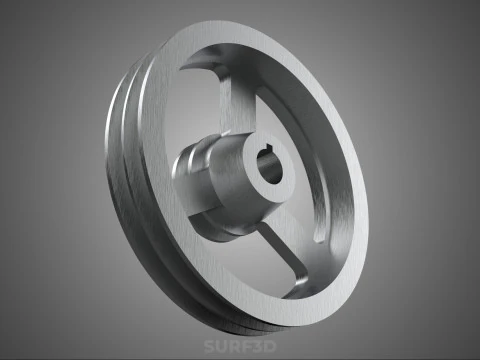2 STEP STEPPED PULLEY CHANNEL GROOVE SHEAVE V BELT TRACTOR WHEEL 3D Model