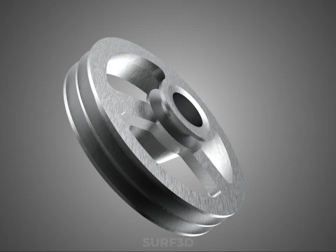 2 STEP STEPPED PULLEY CHANNEL GROOVE SHEAVE V BELT TRACTOR WHEEL 3D Model
