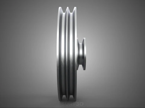 2 STEP STEPPED PULLEY CHANNEL GROOVE SHEAVE V BELT TRACTOR WHEEL 3D Model