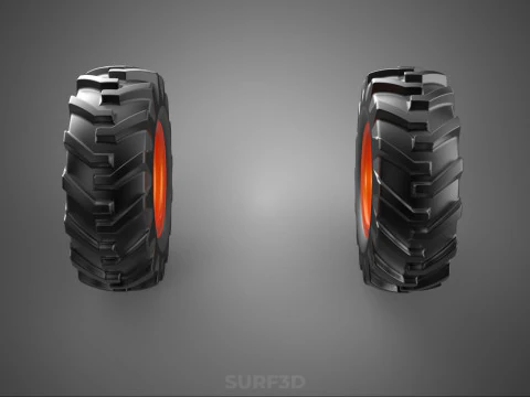 PAIR TRACTOR TIRE TREAD TYRE LUG WHEEL RUBBER RIM GRIP OFF ROAD 3D Model