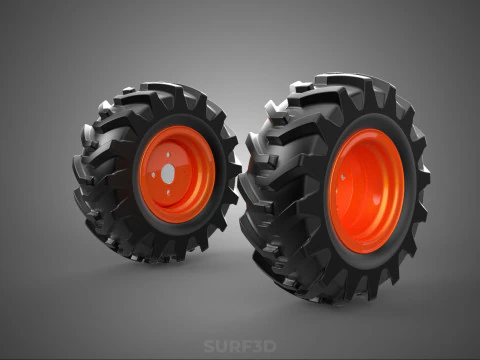 PAIR TRACTOR TIRE TREAD TYRE LUG WHEEL RUBBER RIM GRIP OFF ROAD 3D Model