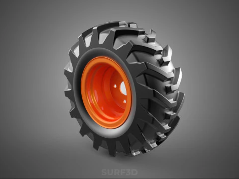 PAIR TRACTOR TIRE TREAD TYRE LUG WHEEL RUBBER RIM GRIP OFF ROAD 3D Model