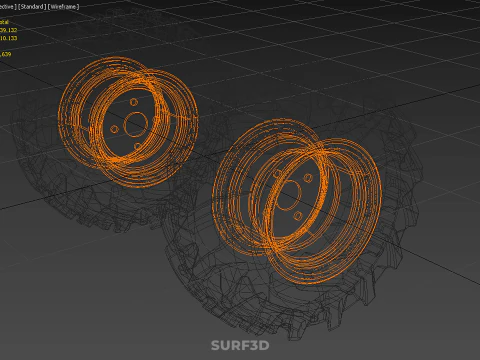 PAIR TRACTOR TIRE TREAD TYRE LUG WHEEL RUBBER RIM GRIP OFF ROAD 3D Model