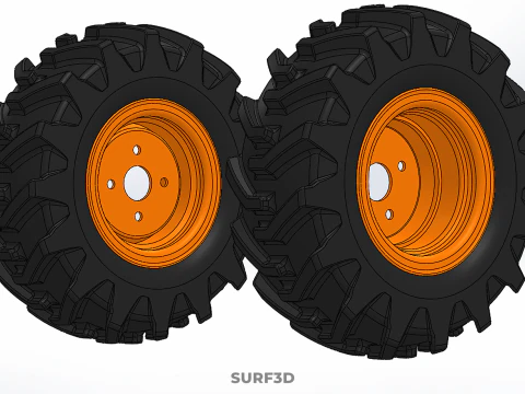PAIR TRACTOR TIRE TREAD TYRE LUG WHEEL RUBBER RIM GRIP OFF ROAD 3D Model