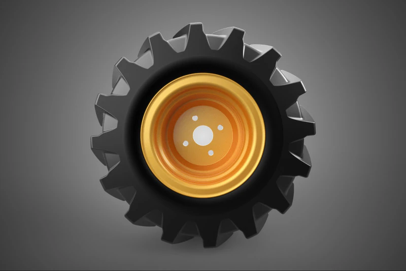 GIALLO ARANCIONE BATTISTRADA DEL PNEUMATICO DEL TRATTORE TAPPO DEL PNEUMATICO CERCHIO IN GOMMA DELLA RUOTA ADERENZA Modello 3D .c4d .max .obj .3ds .fbx .stl .blend