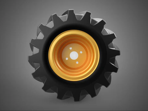 GELB ORANGE TRAKTORREIFENLAUFFL&Auml;CHE REIFENST&Ouml;CKE RAD GUMMI FELGENGRIFF 3D Modell
