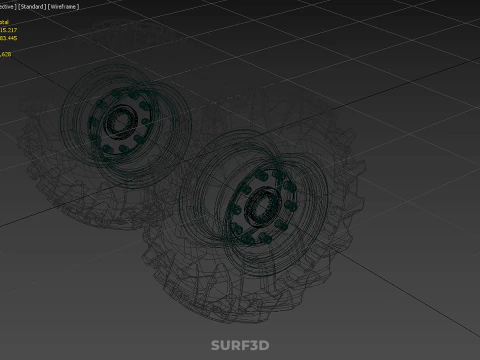 APC IFV AIFV MRAP 탱크 육군 군용 타이어 타이어 휠 림 차량 3D 모델