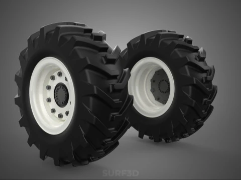 TRACTOR FARM TIRE TREAD TYRE LUG WHEEL RUBBER RIM GRIP OFF ROAD 3D Model