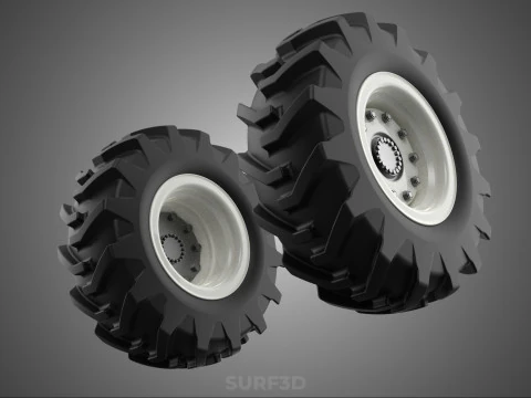 TRACTOR FARM TIRE TREAD TYRE LUG WHEEL RUBBER RIM GRIP OFF ROAD 3D Model