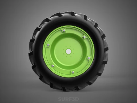 LARGE TRACTOR TIRE TREAD TYRE LUG WHEEL RUBBER RIM GRIP VEHICLE 3D Model