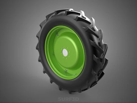 LARGE TRACTOR TIRE TREAD TYRE LUG WHEEL RUBBER RIM GRIP VEHICLE 3D Model