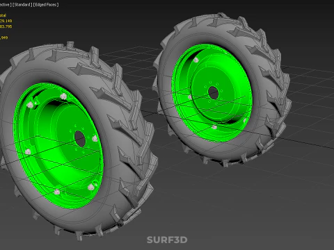 LARGE TRACTOR TIRE TREAD TYRE LUG WHEEL RUBBER RIM GRIP VEHICLE 3D Model