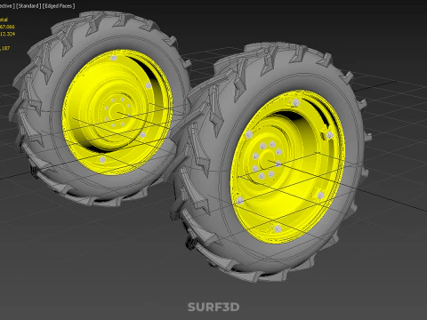 TRACTOR TIRE TREAD TYRE LUG WHEEL RUBBER RIM HUB GRIP DIRT ROAD 3D Model