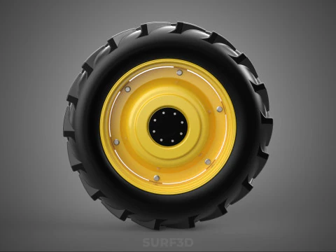 TRACTOR TIRE TREAD TYRE LUG WHEEL RUBBER RIM HUB GRIP DIRT ROAD 3D Model