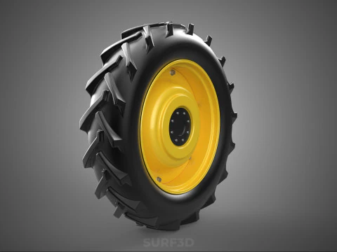 TRACTOR TIRE TREAD TYRE LUG WHEEL RUBBER RIM HUB GRIP DIRT ROAD 3D Model