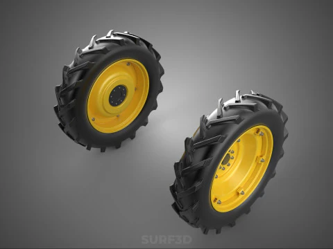 TRACTOR TIRE TREAD TYRE LUG WHEEL RUBBER RIM HUB GRIP DIRT ROAD 3D Model